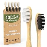 NUDUKO Bamboo Toothbrushes Travel Toothbrush 10 Pack - BPA Free Plant-Based Soft Bristle Toothbrush, Eco-Friendly, Natural Wooden Tooth Brush, Biodegradable Soft Toothbrushes for Adults