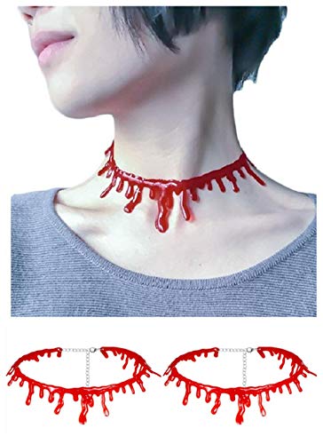 Halloween Party Costumes Necklace for Women - Joke Blood Choker Necklace 2PCS
