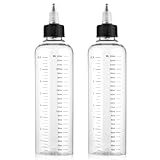 SynHHergyx 2 Pack Applicator Bottle for Hair 8.5oz Hair Oil Container Plastic Hairs Color Dispenser for Salon Sylist Twist-On Top Tip Cap with Clear Graduated Scale