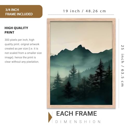Image of kotart Mountain View Framed Painting | Big Aesthetic Nature Inspired Framed Paintings for Living Room Bedroom Wall Decor Set Of 3 (19X25 inch)