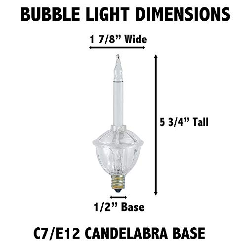 Novelty Lights Replacement Glitter Bubble Lights 3 Pack, Red Liquid with Clear Bases and Bulbs, Vintage Glass Holiday Bulbs with Flowing Glittery Liquid, 5 Watts Each, C7/E12 Base by Novelty Lights - Image 2