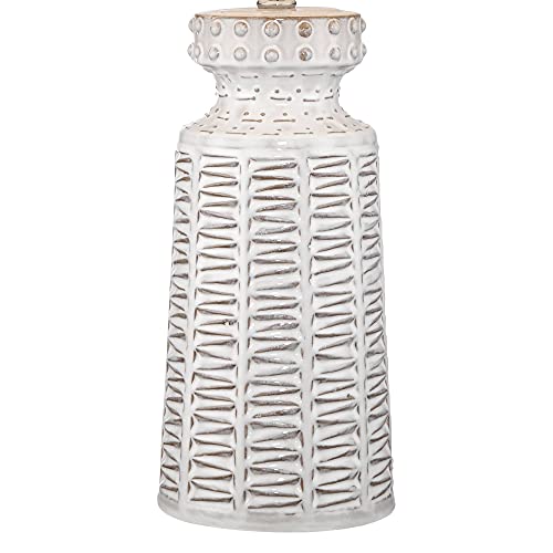 360 Lighting Helene Country Cottage Table Lamp Ceramic Rustic 26" High Cream White Glaze Tan Linen Tapered Drum Shade Decor for Living Room Bedroom House Bedside Home (Color May Vary) - Image 5