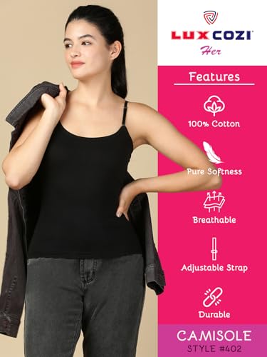 Image of Lux Cozi Premium Cotton Regular Fit Camisole for Women - Pack of 4