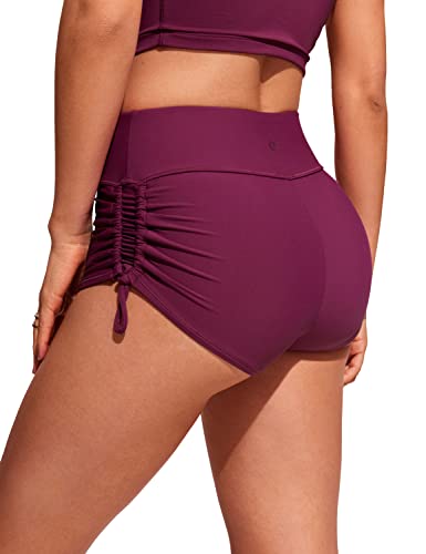 Image of CRZ YOGA Ruched Side Board Shorts 1.1'' | Full Lining, High Waisted, Tummy Control, Swim, Beach, Bathing Bottoms for Women