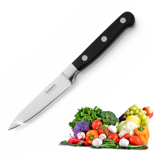 Kuppels SOLID Gemüsemesser 9,5 cm Klinge, Scharfes Spickmesser aus Chrom Vanadium Stahl, Kleines Küchenmesser zum Schneiden von Obst und Gemüse mit ergonomischem Griff, Genietetes Paring Knife