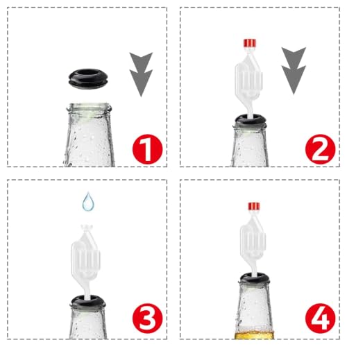 Miniatura 5 de Juego De 4 Tubos De Fermentación, Tubo De Fermentación Para Invitados, Recipiente Para Fermentación Con Tapón, Tubo De Fermentación Airlock, 4 Boquillas Negras Para Globo De Vino, Fermentación Pura De