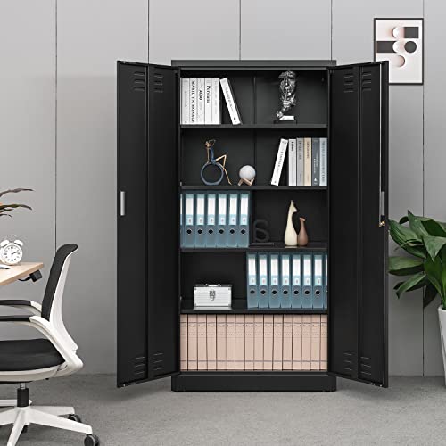 Cjf 72" Metal Storage Cabinet With Adjustable Shelves, Lockable Steel Storage Cabinet For Garage, Office, Home, School #TOP1