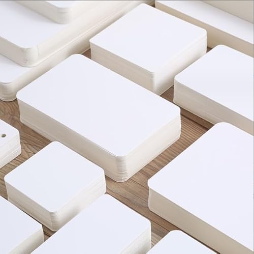 APOMOONS 200 Stück Blanko Papier Karten, Karteikarten Blanko Spielkarten, Visitenkarten Papier, 9 x 5,5 cm Weißes Kraftpapier Karten zum Selbstgestalten für DIY Schule Büro Vokabel Lernen