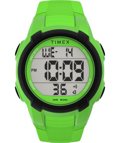Montre numérique Timex Sport TW5M62800 étanche avec bracelet PU vert résistant