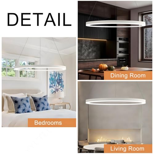 Lustre LED Moderne DIY Cercle Intensité Variable Télécommande Plafonnier