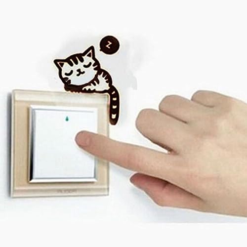 4 Pcs Cute Black Sleeping Cats Cartoon Wall Sticker, Light Switch Decor Decals, Family Diy Decor Art Car Stickers Home Decor Wall Art For Kids Living Room Office Decoration #TOP2