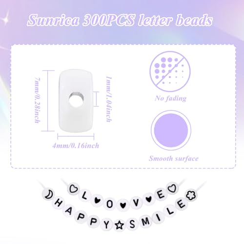 300Pcs Vowel Letter Beads for Friendship Bracelets Making 4X7mm Individual Round White Alphabet Beads A