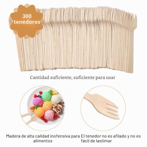 Miniatura 3 de 300 Piezas Tenedores De Madera Mini Tenedores Desechables Pequeñas Tenedores De Aperitivo A Granel 4 Pulgadas Mini Utensilios Tenedor De Pastel
