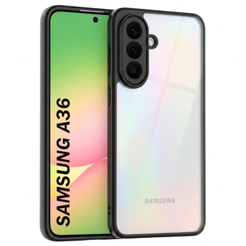 Image of VONZEE Clear Back Case Cover for Samsung Galaxy A36 5G | Shockproof Design | Hard Back Cover Case for Samsung Galaxy A36 5G (PC & TPU, Black)