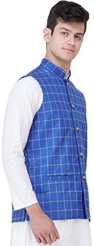 Gilet bleu pour homme à carreaux Exotic India idéal pour vos sorties