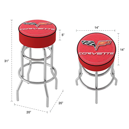 Trademark Gameroom Bar Stool - Corvette C6 Red Stool With Foam Padded Seat - Swivel Chair For Game Room, Garage, Or Home Bar #TOP2