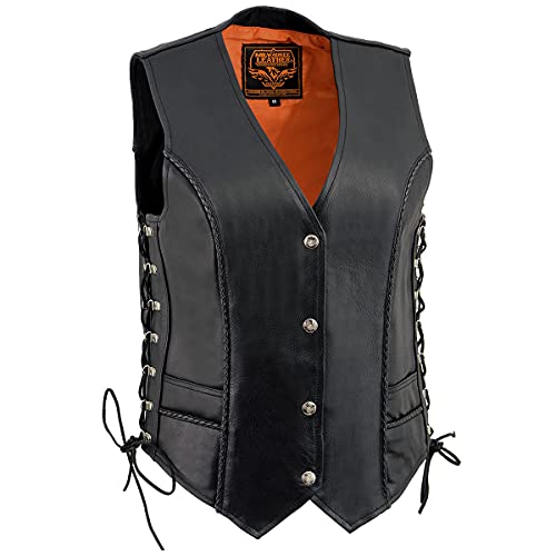 Image of Milwaukee Leather Women's Premium Classic Leather Motorcycle Rider Vest w /Adjustable Side Laces