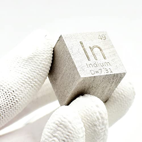 Indium Cube In-99.995% 20mm Element Cube Pure 10mm Density Cube for Element Collection Periodic Tabl
