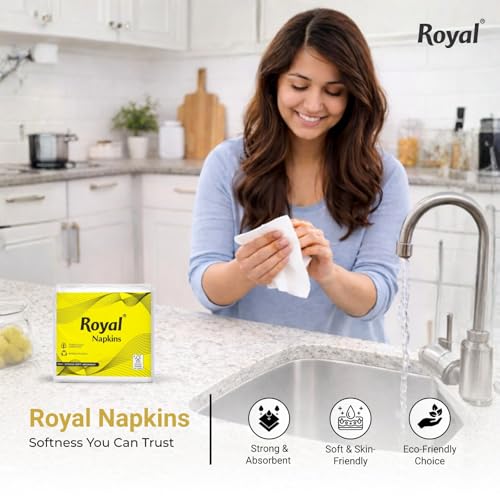 Image of Royal Tissue Paper Napkins (270 Pulls) 90 Pulls X 3 Packs | 1-Ply Soft Paper Napkins | Hygienic Disposable Napkins for Home & Office