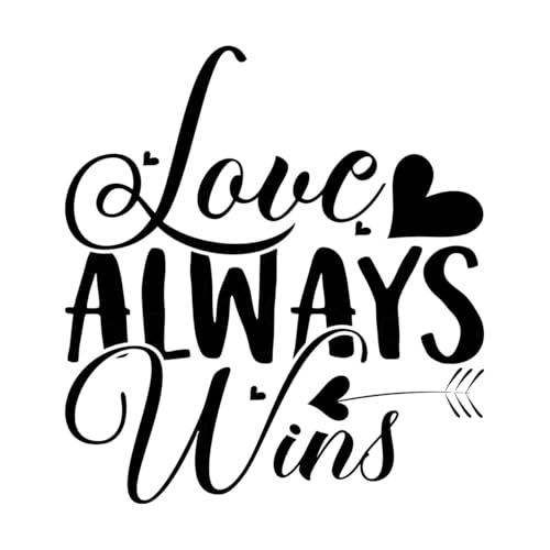 Love Always wins Happy Valentine Day Quotes Mug Design Wall Decals PVC 42x45.9cm Removable Without Leaving Glue Black