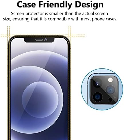 Cnarery [2+2] Screen Protect for iPhone 12 Pro Max (6.7 inch), 2 Pack Privacy Tempered Glass Screen Protector and 2 Pack Camera Lens Protector, Easy Installation, 9H Hardness, Case Friendly