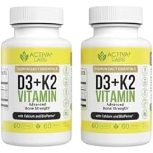 Vitamin D3 & K2 Vegan, Non-GMO Bone & Teeth Support Supplement Immune & Muscle Function Heart Health D3 K2 Vitamins for Men & Women, Gluten & Sugar Free120 Days Supply