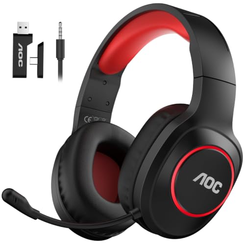 Image of AOC Bluetooth Gaming Headset with Mic for PC, PS5 /4, Nintendo Switch- Red