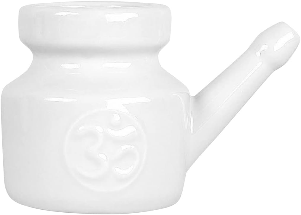350ml Neti Pot Ceramic Nose Cleaning Pot Durable Pot with Leakproof Spout for Nose Rinsing Nose Wash Men Women White