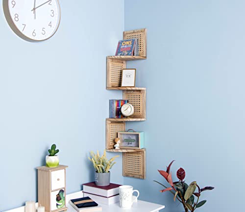 Nd Rongfeng Corner Shelf 4 Shelves For Wall Storage, Easy Assemble Floating Wall Shelf For Bedroom And Living Room (Brown) #TOP4