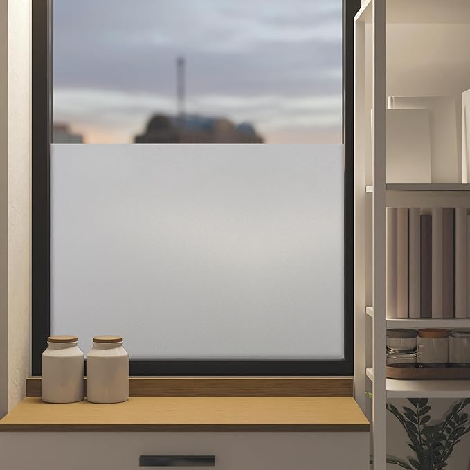 Image of Window Sticker - Privacy Blur Effect Decorative 2 Way Privacy Cover Glass Film | Self Static Cling /UV Sun-Control Window Decals Glass Sticker Frosted PVC Sheet || (51 x 500 Cm, 27.45 ft)