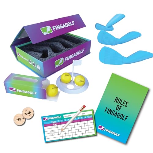 Fingagolf Indoor Golf Driving Range Set – Right-Handed Mini Golf Kit with 3 Clubs, 3 Balls & Target Flag – Play Anywhere!