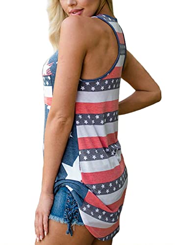 Zarmfly Womens American Flag Tank Tops 4Th Of July Loose Sleeveless Stars Stripes Patriotic T Shirt American Star1-4111-M #TOP5