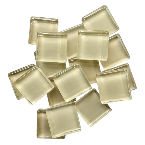 CRAFT BASKET® Glossy Square Glass Mosaic Tiles (60 Colours)(Size: 15 x 15 mm), DIY Mosaic Art, Decoration, Crystal Glass Mosaic Tiles (BR 400 [Beige], 400 g)