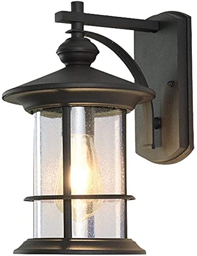 Applique murale d'extérieur étanche IP65 luminaire rétro E27 structure métal et verre