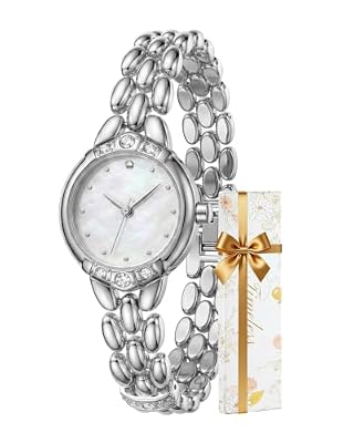 CIVO Minimal Orologio Donna Argento: Orologi Piccolo Analogico Quadrante Madreperla - Acciaio Impermeabile Rotondo Maglie a Grano - Perfetto per Lavoro e Uso Quotidiano