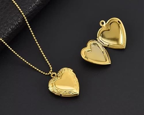 Azusa Sun Women Girls Locket Necklace Stainless Steel 18K Gold Plated Photo Lockets Statement Gift Valentines Heart Locket Necklace Jewelry - Silver #TOP1