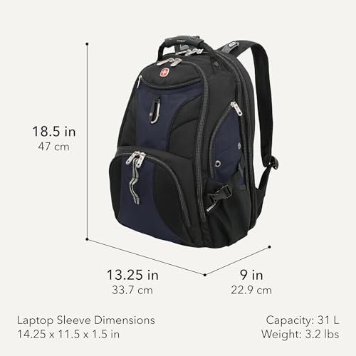 Image of SWISSGEAR 1900 ScanSmart Laptop Backpack, Fits Most 17-Inch Laptops, TSA-Friendly Lay-Flat Design, RFID Protection, and Tablet Pocket, Black, 31L, 18.5-Inch