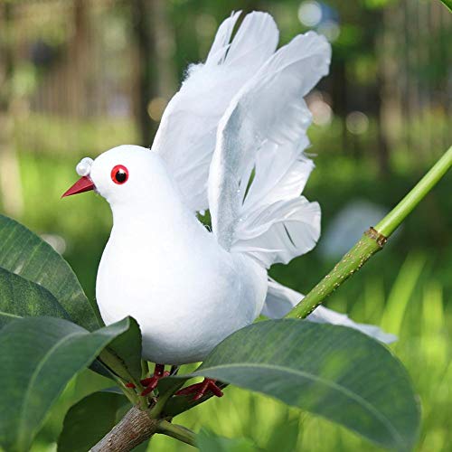 Lwingflyer 2Pcs Small Flying White Feather Doves Artificial Simulation Foam Bird Ornaments Diy Craft For Wedding Decoration Party Accessories #TOP5