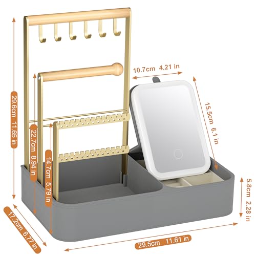 Espejo de tocador con luces y organizador de joyas miniatura 4