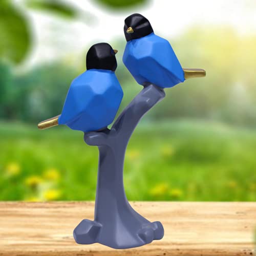 Image of AUGEN Polyresin Birds Blue Idol Statue Showpiece for Home Decor Decoration and Gifting (1 Piece, 9816A)