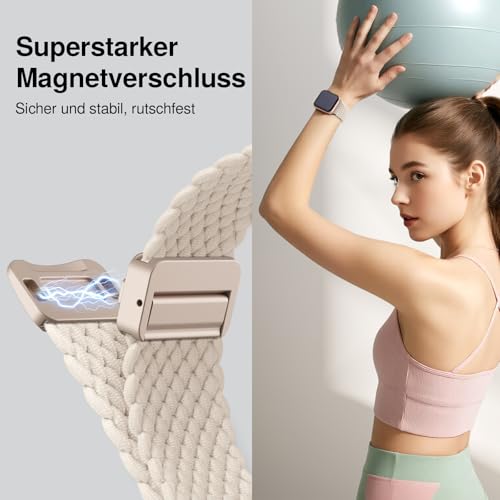Geflochtenes Armband Kompatibel mit Apple Watch Armband 40mm 42mm 41mm 38mm 44mm 45mm 46mm 49mm,Elastisch Sport Nylon Armbänder mit Magnet Verschluss für iWatch Series 11 10 9 8 7 6 5 4 SE 3 2 1 Ultra