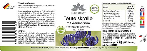Weidenrinde Kapseln mit Teufelskralle 900mg pro Tagesdosis – 120 vegane Kapseln