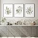 Joocrise Aquarell Botanische Wandkunst, 3er-Set, Boho-Blumenmuster, Leinwand, Wanddekoration, Drucke, Salbeigrün, Wildblume, Wandkunst, moderne Blumenbilder, botanische Malerei für Schlafzimmer,