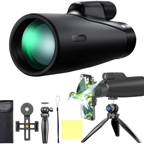Severnier Telescopio monocular para adultos, 40 x 60 cm, monocular, con soporte para smartphone, trípode resistente al agua, compacto, para conciertos, eventos deportivos, animales salvajes,