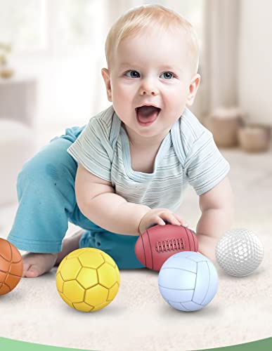 Baby Sensory Balls, Baby Soft Rubber Balls For Toddlers 1-3, Montessori Baby Sensory Toys, Baby Bath Toys 6 To 12 Months, Kids Soccer Ball, Sport & Outdoors Baby Balls, 6 Rubber Balls For Kids #TOP1