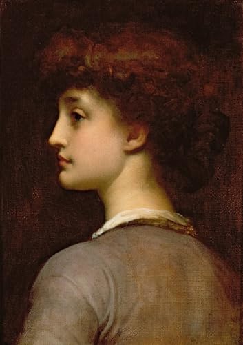 Cuadro de retrato de niña por Frederic Leighton, lienzo vintage de 60x90cm