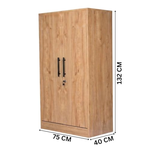 Image of FFO Storix Wooden 2 Door File Storage Cabinet for Office & Home | Multi-Purpose Cupboard with Shelves for Files, Books, Printer & Documents | Wooden Almirah Organizer with Handles | Oak Finish DIY.