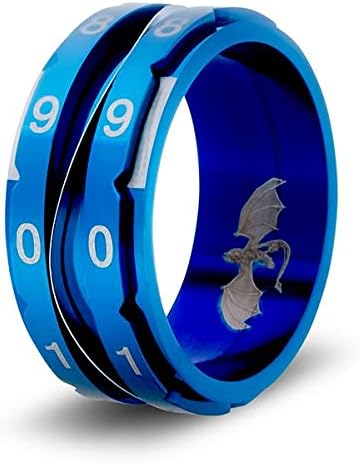 CritSuccess Clicking Life Counter Ring (Size 13 - Stainless Steel - Blue)