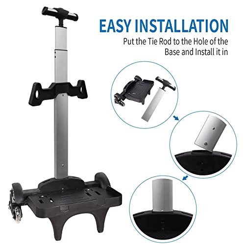 Backpack Trolley Wheeled Cart-Backpack Hand Truck With Net Bag, Aluminium Alloy Folding Trolley Cart For Schoolbag Backpack Travel (6 Wheels With Edge Guard) #TOP3