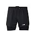 Lixada Hombres Pantalónes Cortos de Running 2-en-1, Pantalones Cortos de Atletismo, Pantalones Cortos de Fitness Maratón, Transpirable Pantalones+Secado Rápido (Negro, XL)
